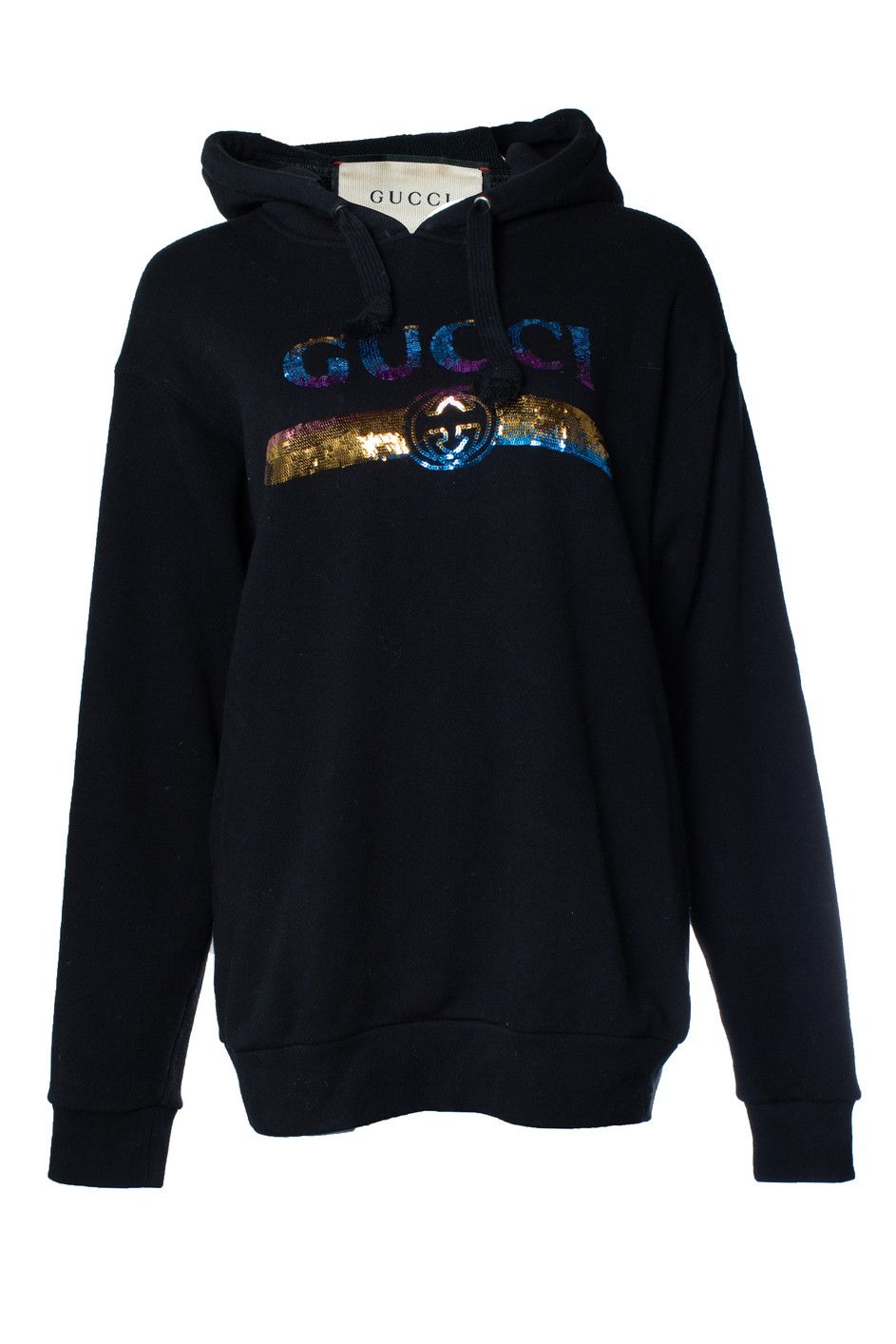 Gucci Gucci, sequinned logo hoodie in black Size M / US 6-8 / IT 42-44 - 1 Thumbnail