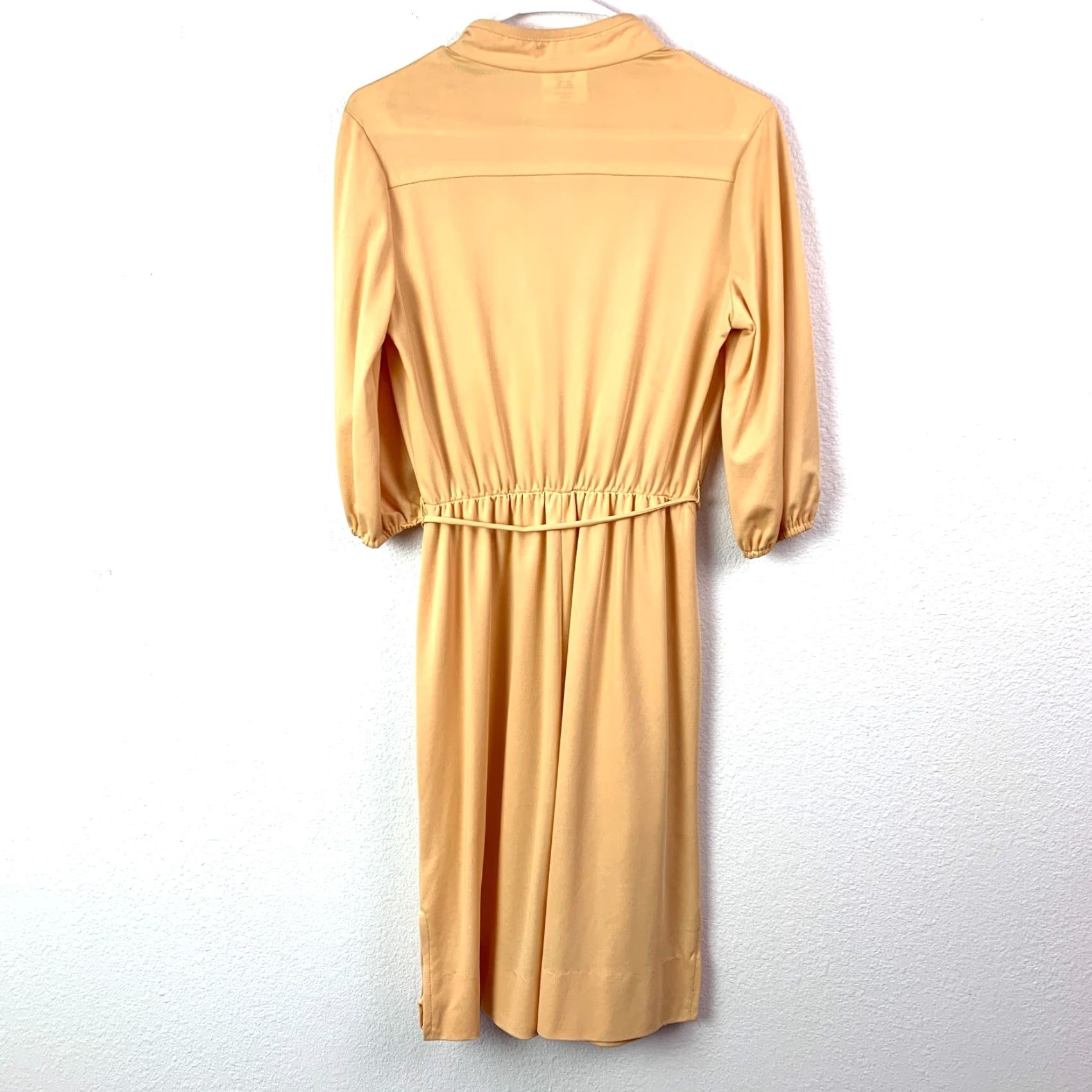 Vintage VINTAGE Queen's Row Yellow Midi Secretary Dress 12 Womens 1960s Polyester Size XL / US 12-14 / IT 48-50 - 7 Thumbnail