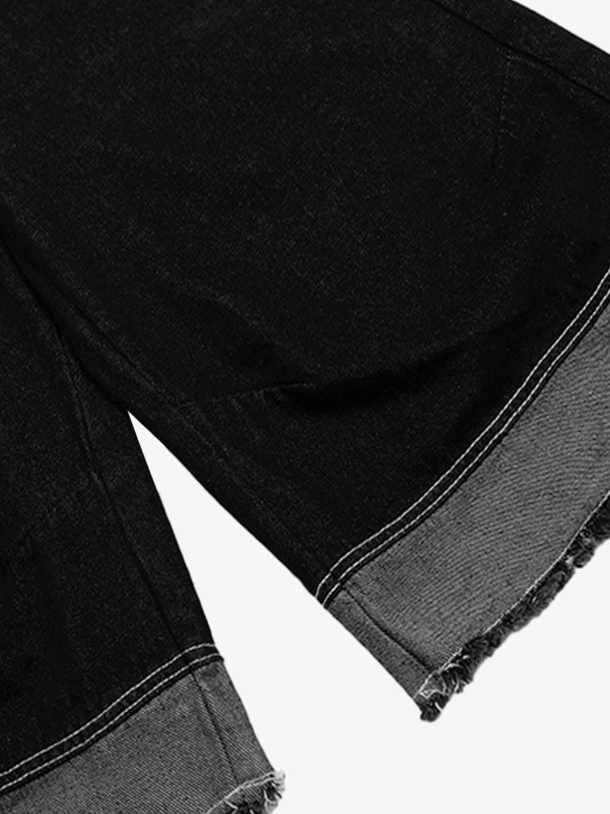 Jean Black Multi-pocket Exposed Raw Edge Cropped Jeans Size US 34 / EU 50 - 7 Thumbnail