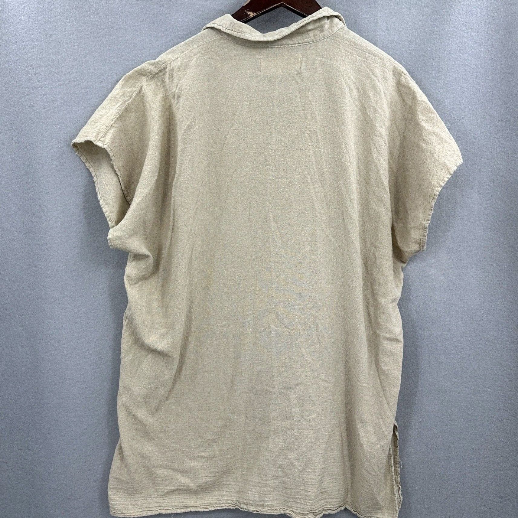 Vintage Seaspice Resort Blouse Women Small Beige Cotton Casual Tunic Short Sleeve Bohemian Designer Size S / US 4 / IT 40 - 3 Thumbnail