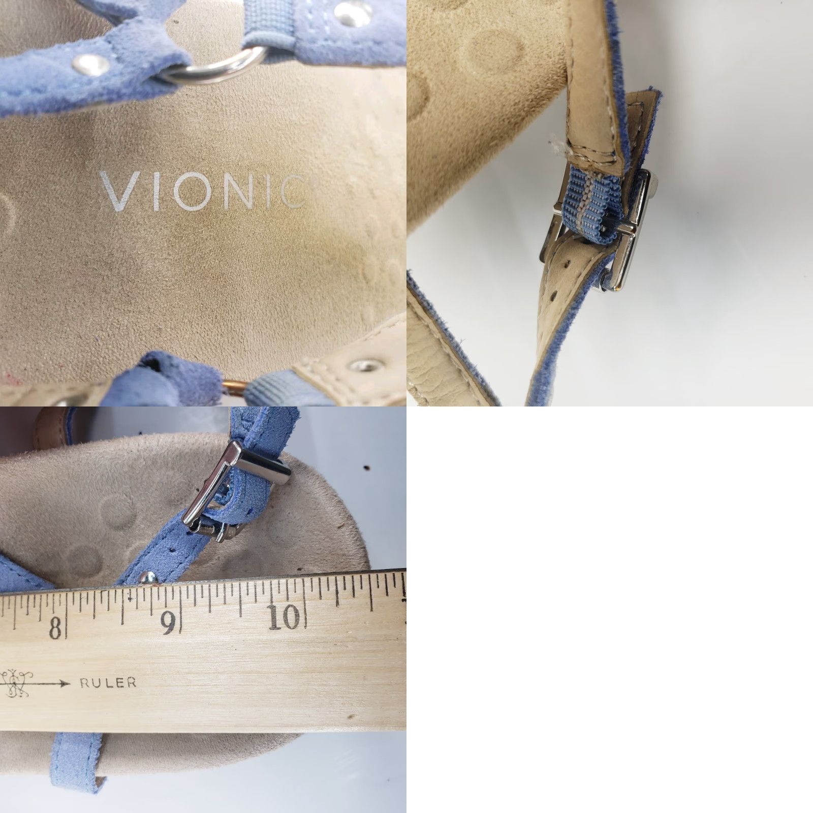 Vionic Vionic Kiera T Strap Womens 9.5 Periwinkle Blue Perforated Faux Leather Sandals Size US 10 / IT 40 - 8 Thumbnail