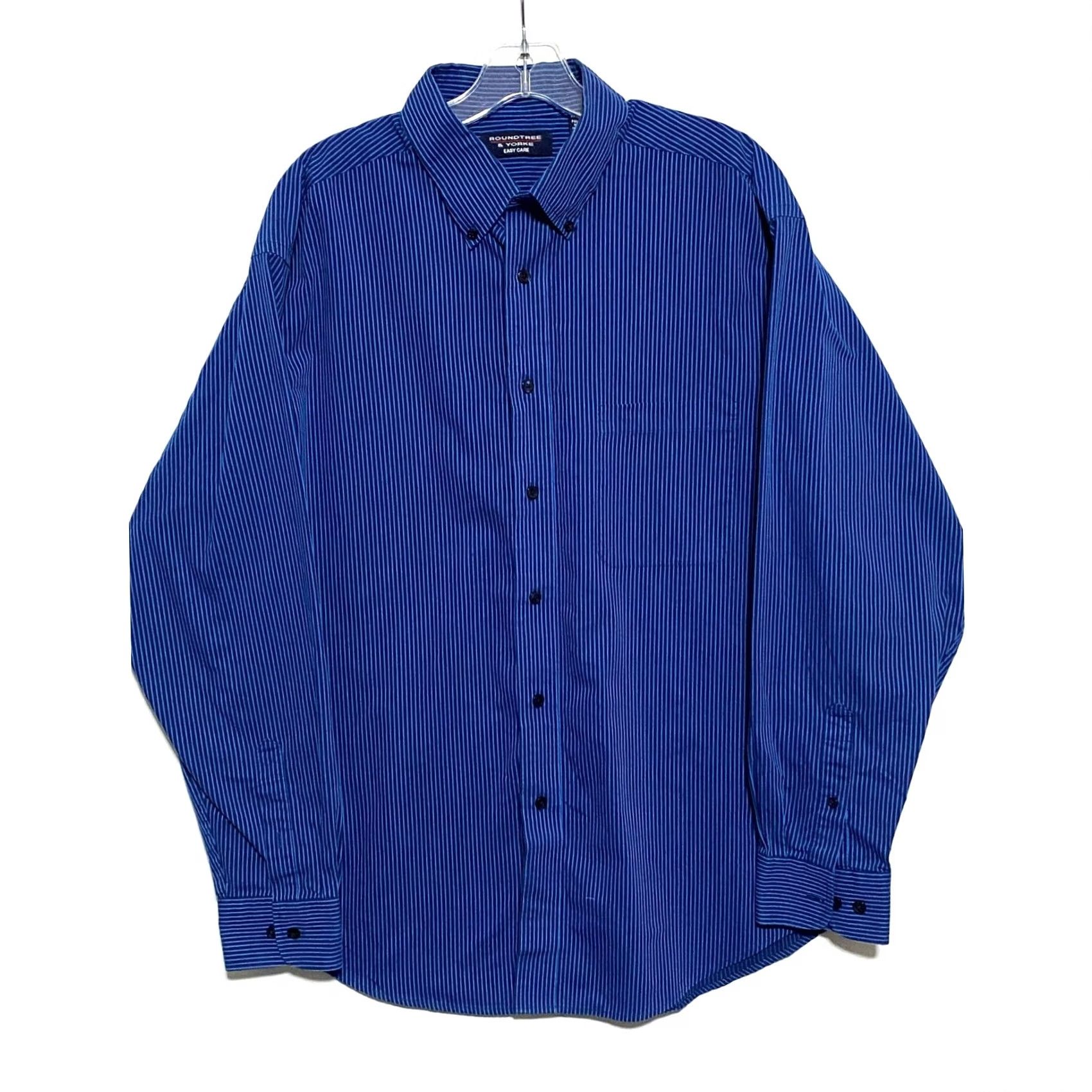Roundtree & Yorke VINTAGE Roundtree & Yorke Easy Care Blue Striped Button Shirt Mens L Office Classic Work Size US L / EU 52-54 / 3 - 2 Thumbnail