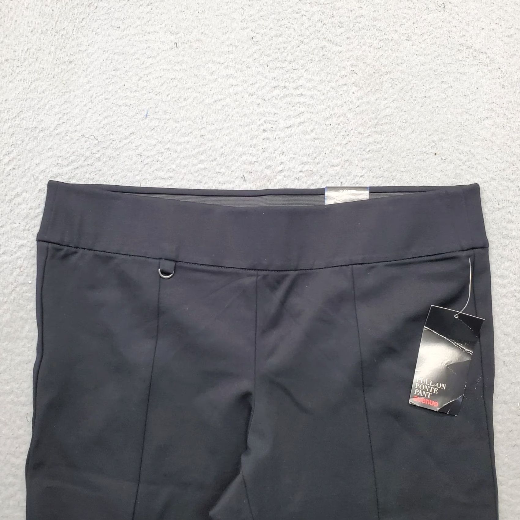 Avenue Avenue Womens Petites 18/20 Black Ponte Pants Stretch Casual Straight Leg Pull On Size 18/20 Size 40" / US 18 - 7 Thumbnail