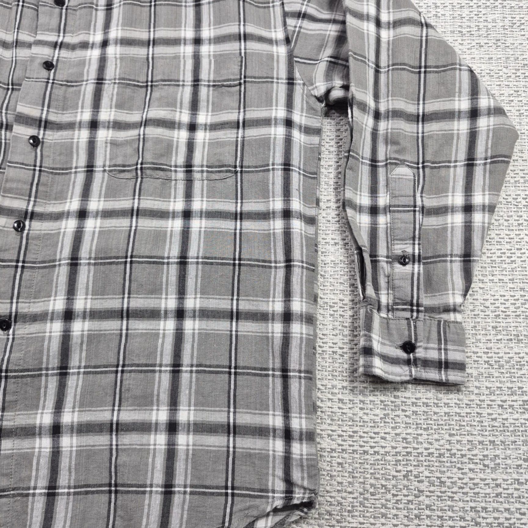 Bugle Boy Bugle Boy Button Up Shirt Mens Large Gray Plaid Band Collar Long Sleeve vintage Size US L / EU 52-54 / 3 - 2 Thumbnail