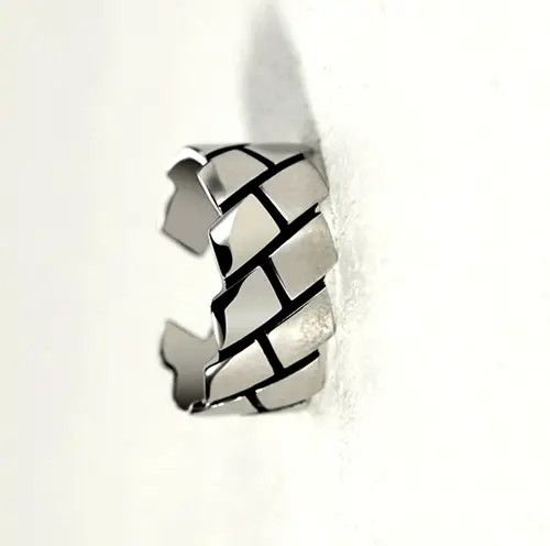 Ring Of Fire Punkrock Shiny Tiny Ridge Corner Silver Ring Size ONE SIZE - 2 Thumbnail