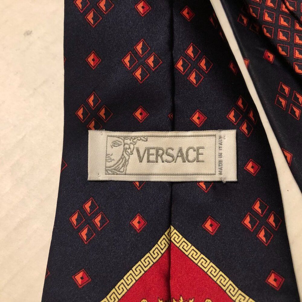 Versace VERSACE MEN'S NAVY 100%SILK TIE 3 5/8" X61 1/2" Size ONE SIZE - 7 Thumbnail