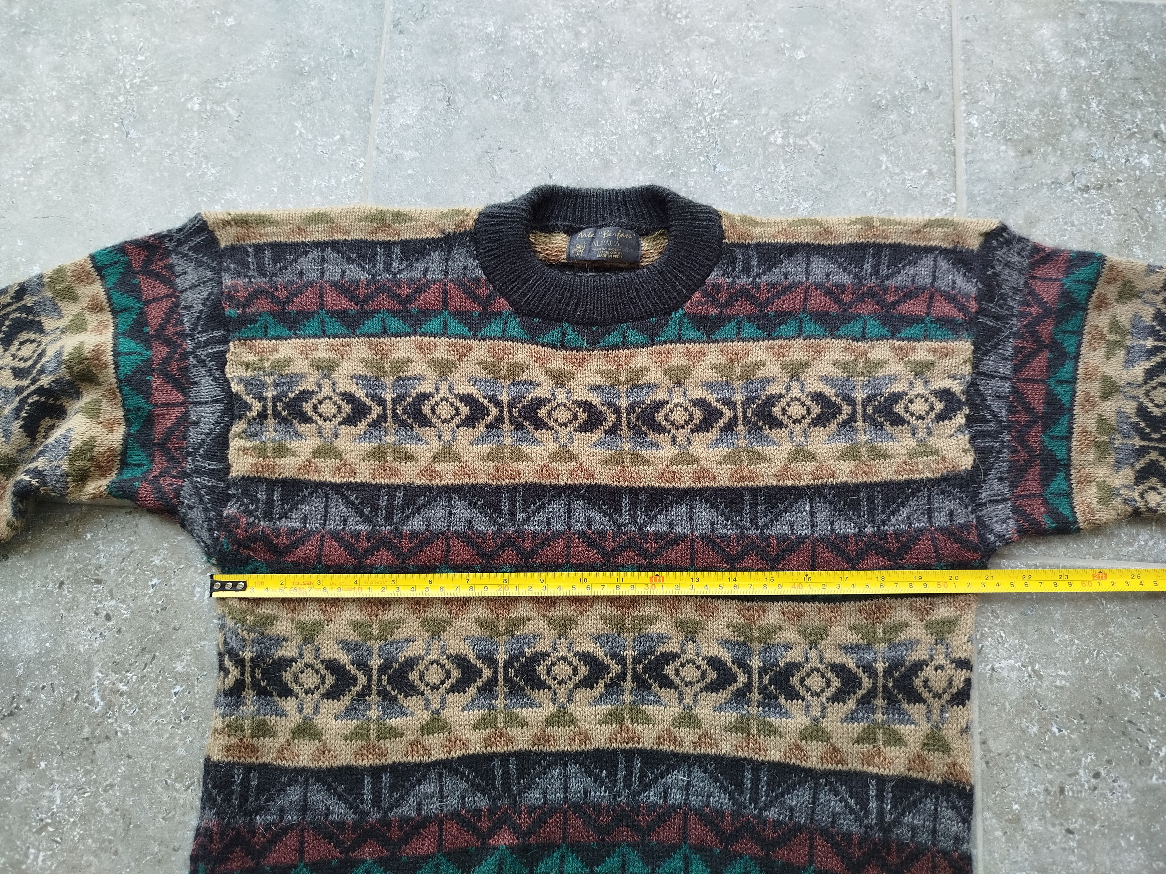 Vintage Peru Sweater Jumper Alpaca Knitted Crew Neck Ethnic Unisex Size US L / EU 52-54 / 3 - 10 Thumbnail