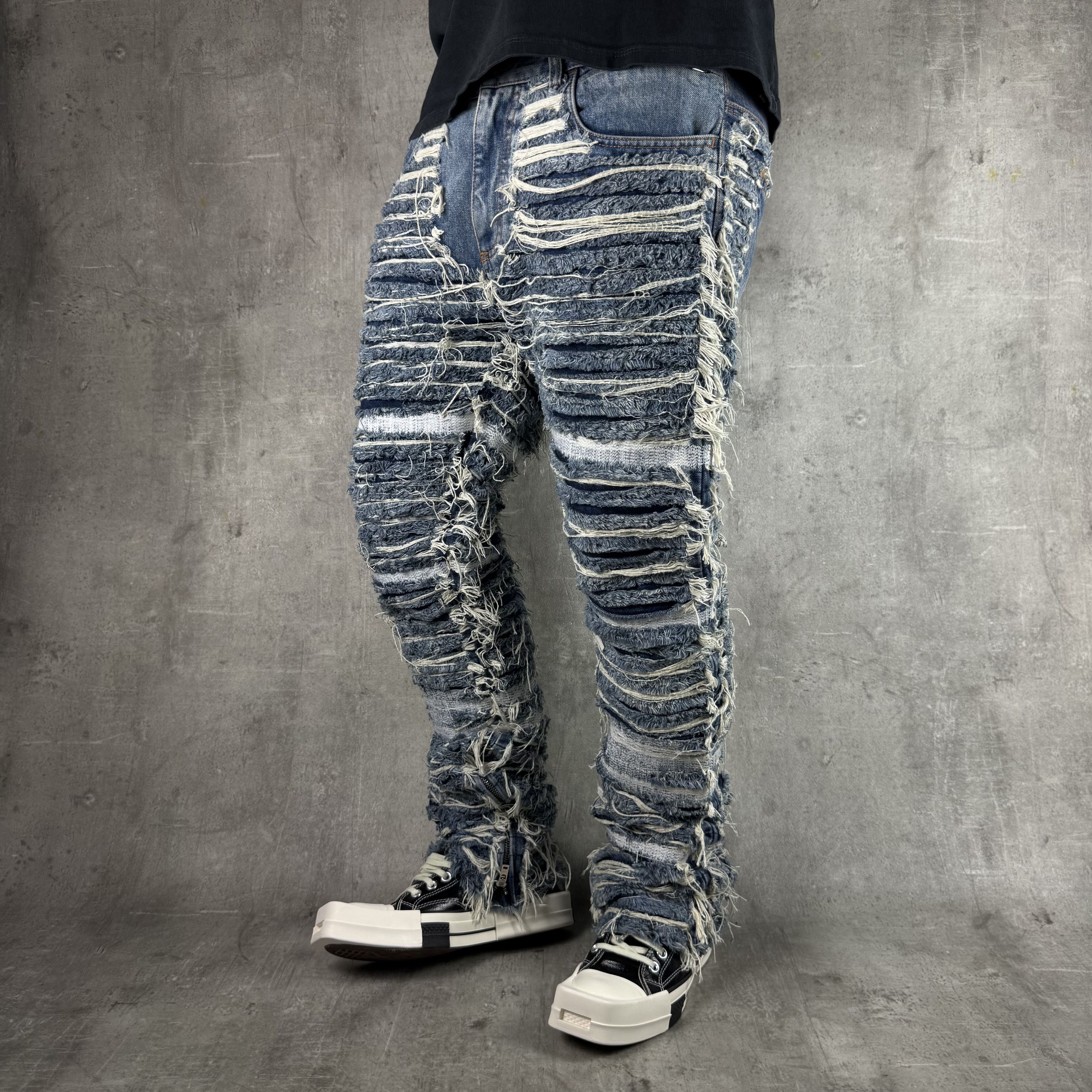1017 ALYX 9SM × Blackmeans 1017 ALYX 9SM BLACKMEANS Shredded Denim Distressed Jeans Size US 34 / EU 50 - 3 Thumbnail