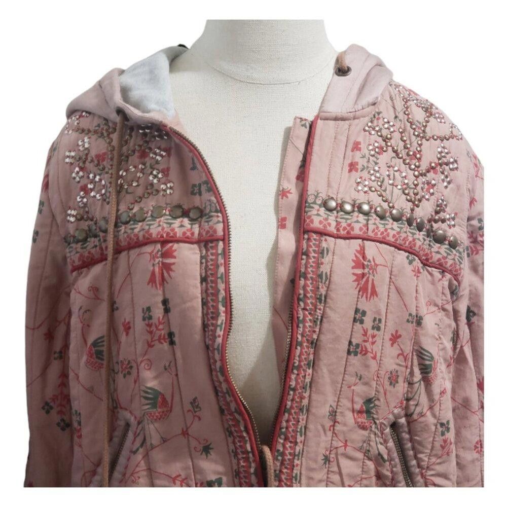 Free People CT1941 Free People Rose Quilted Zip Front Hoodie Jacket L Size L / US 10 / IT 46 - 2 Thumbnail