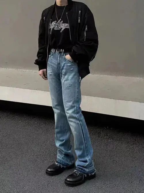 Japanese Brand × Jean Retro casual street ripped micro-flared jeans Size US 32 / EU 48 - 4 Thumbnail