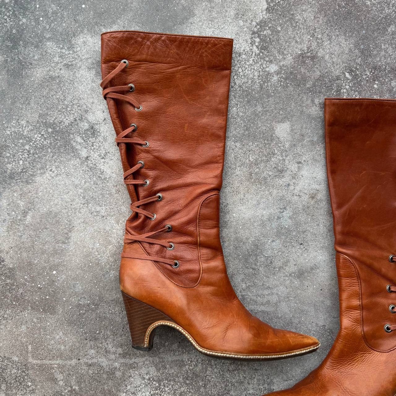 Dries Van Noten × Vintage Dries Van Noten Vero Cucio Vintage Leather Heel Boots Size US 7 / IT 37 - 6 Thumbnail