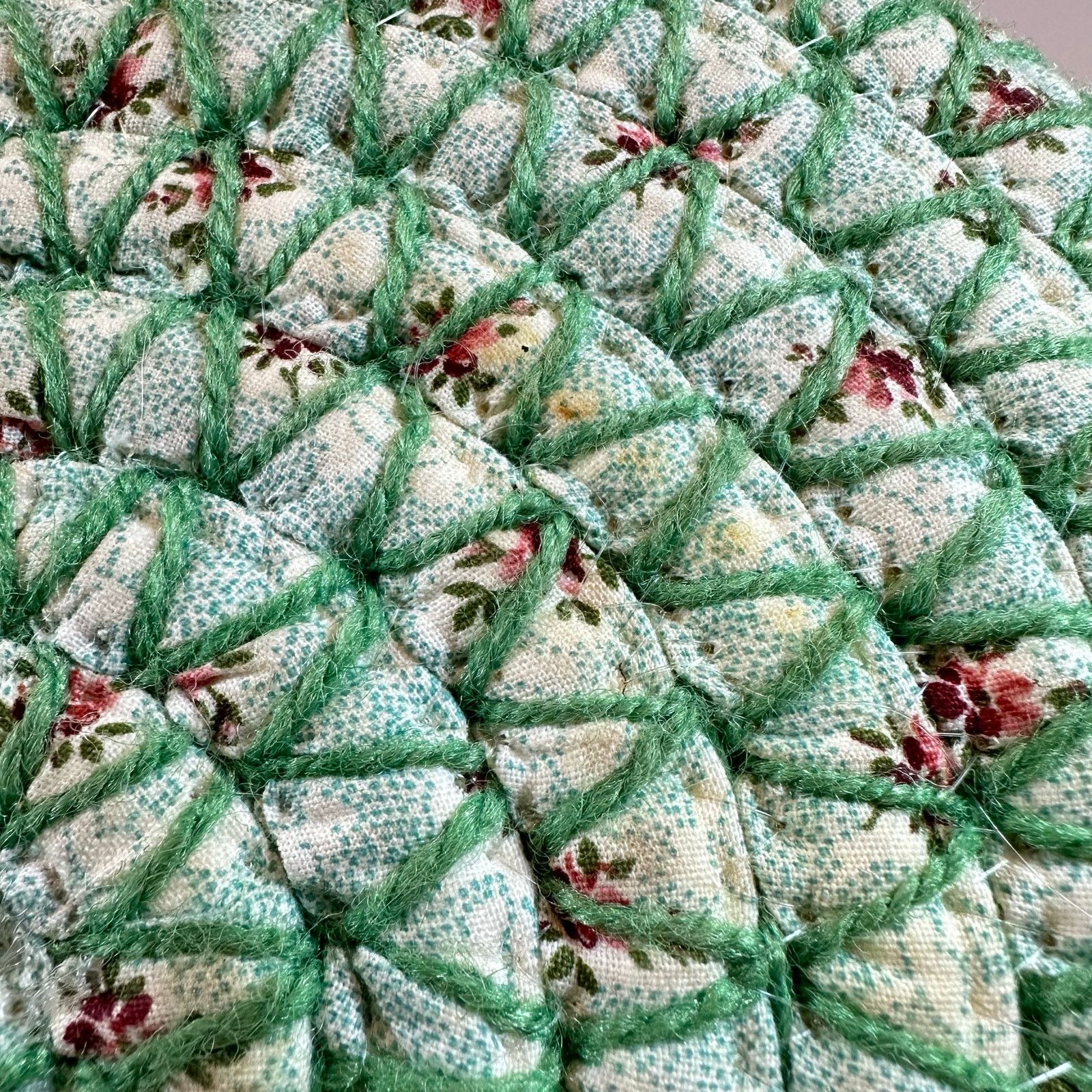 Other Woven Coiled Fabric Bread Bun Basket Handles Green Floral Size ONE SIZE - 5 Thumbnail