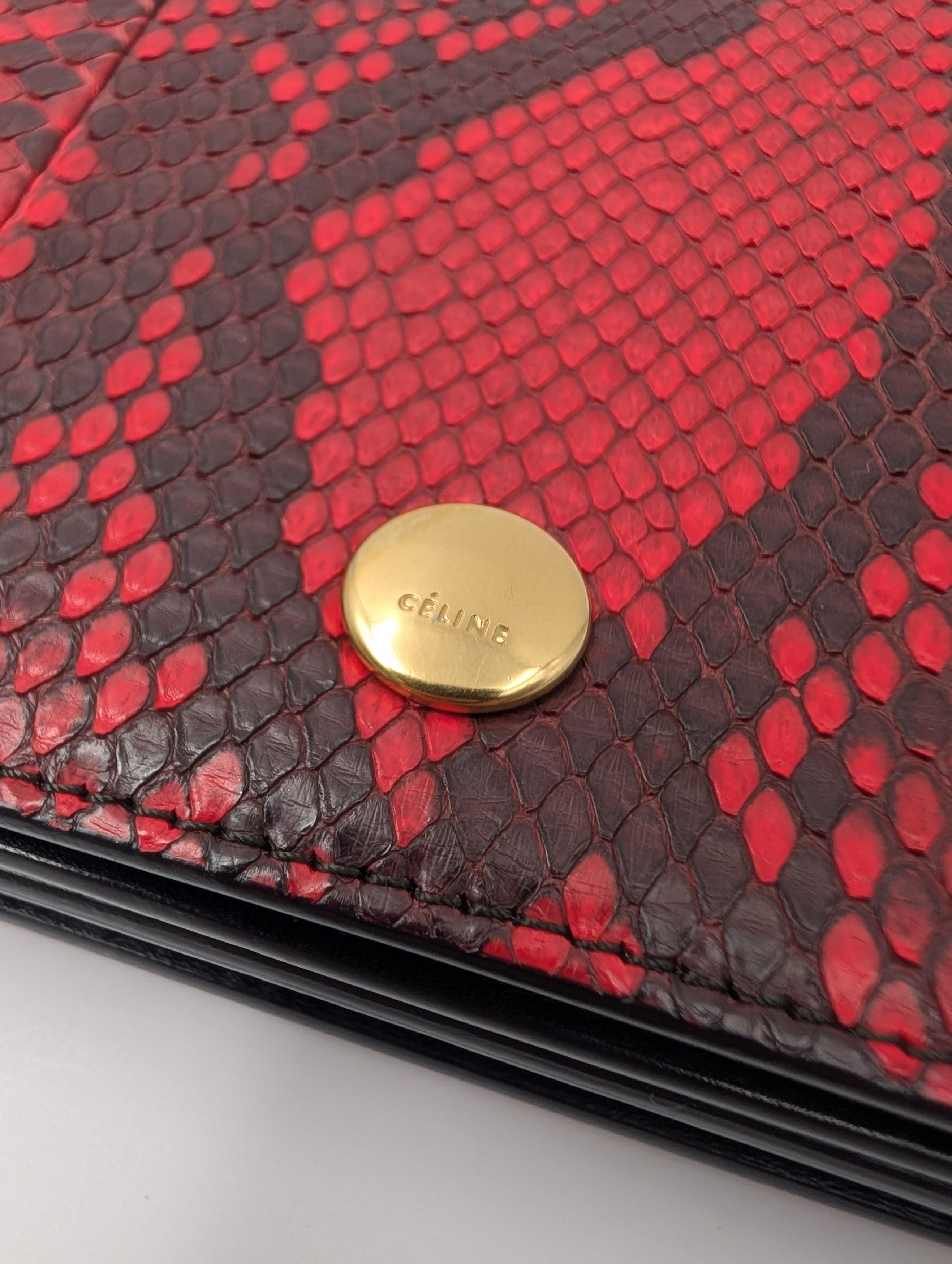 Celine Celine Red Leather Snake Print Envelope Pouch Size ONE SIZE - 3 Thumbnail