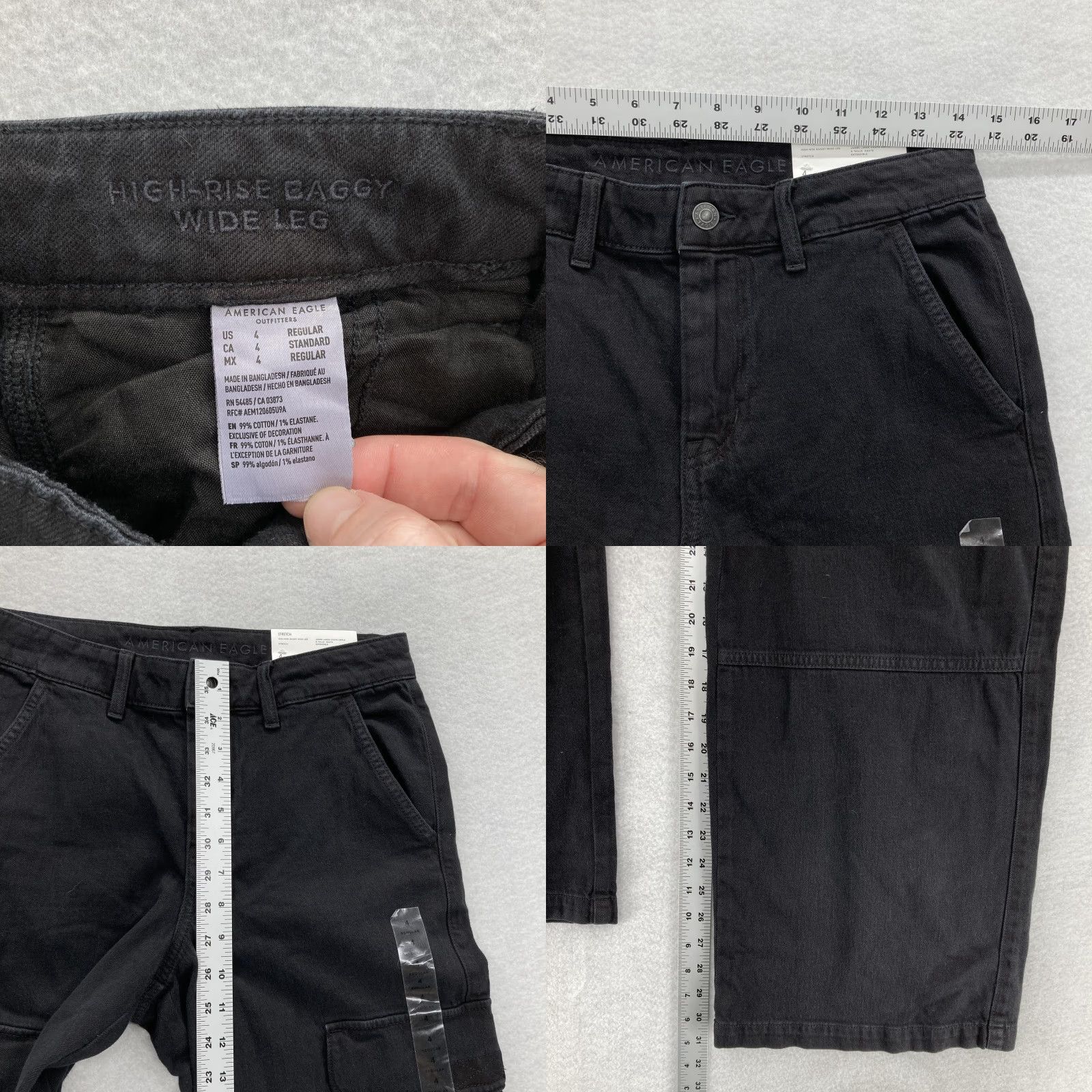 American Eagle Outfitters American Eagle Jeans Womens 4 Black High-Rise Baggy Wide Leg Cargo Stretch NWT Size 27" / US 4 / IT 40 - 8 Thumbnail
