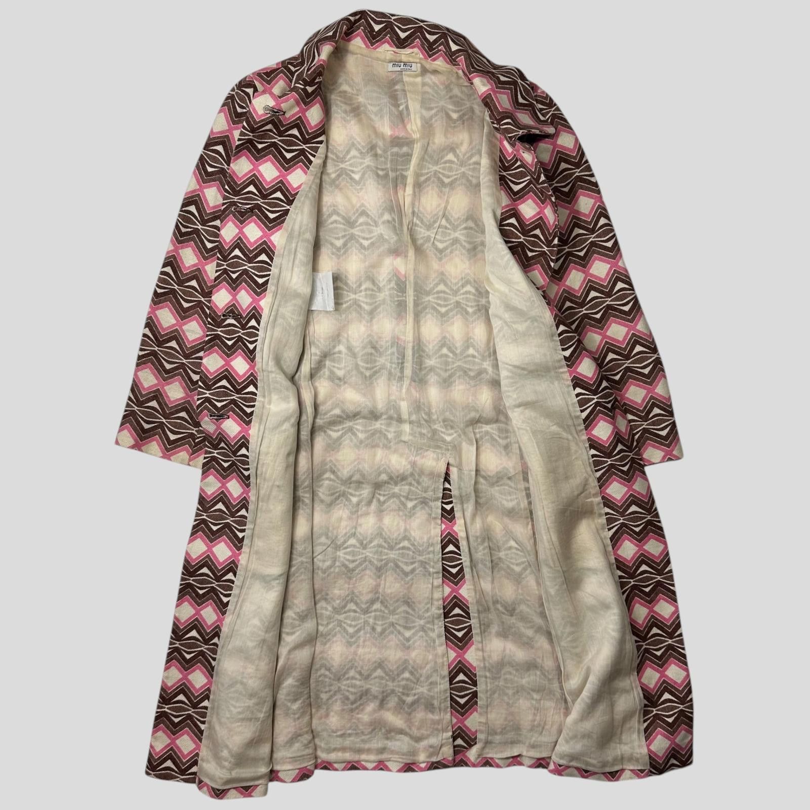 Miu Miu Miu Miu 00’s Aztec Pattern Silk & Wool Overcoat - IT42 Size S / US 4 / IT 40 - 4 Thumbnail