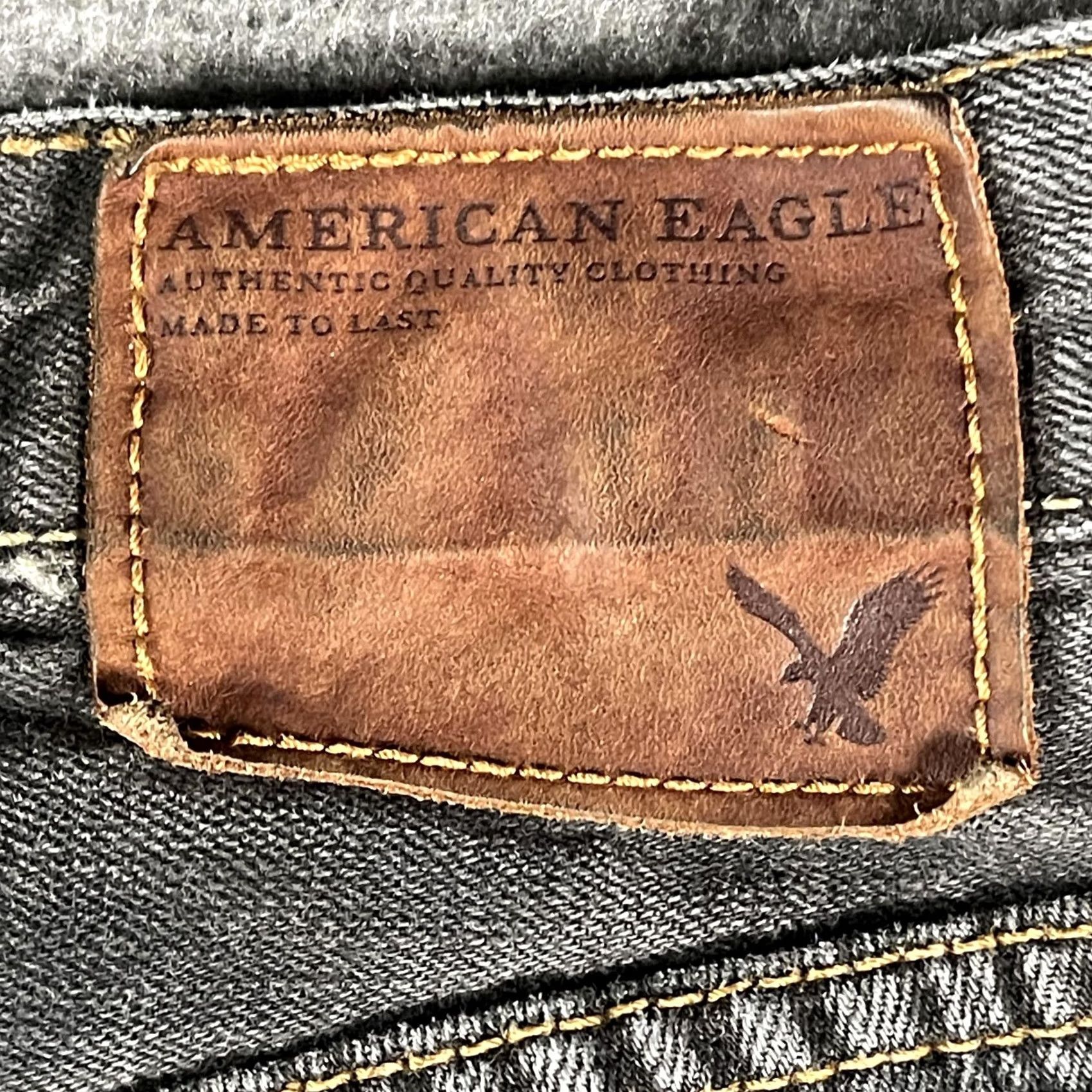 American Eagle Outfitters VINTAGE American Eagle Jeans Mens 32x30 Faded Black Straight Leg Distressed Button Fly Size US 32 / EU 48 - 5 Thumbnail