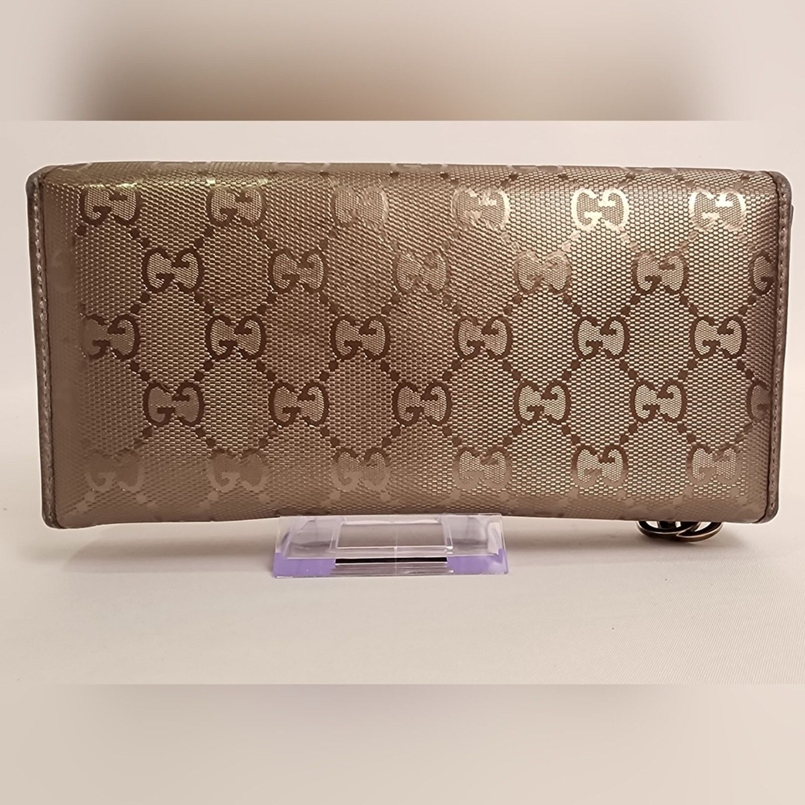 Gucci Gucci GG Imprime Continental Wallet Metallic Silver/Grey WOC Size ONE SIZE - 3 Thumbnail