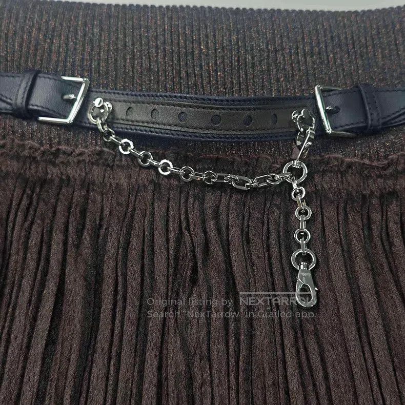Hermes Hermes Dark brown leather chain pleated skirt Size 25" / US 0 / IT 36 - 7 Thumbnail