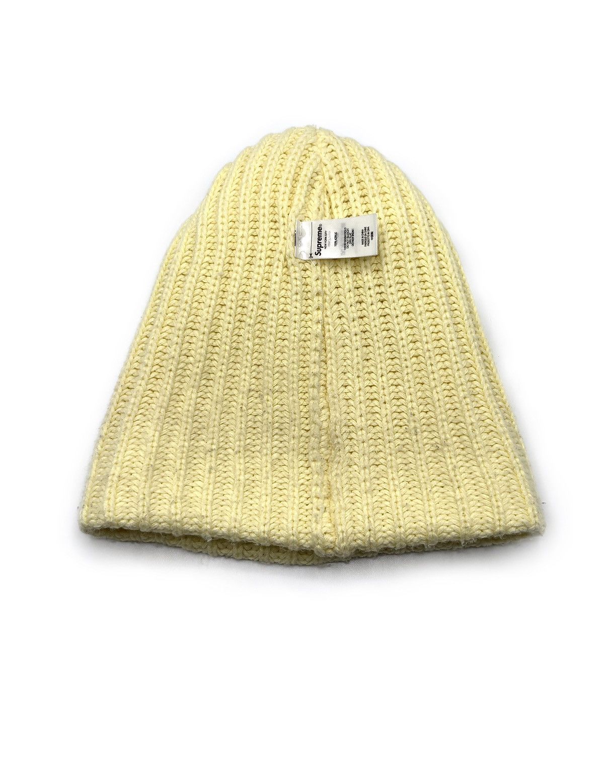 Supreme Supreme New York Logo Pale Yellow Rib Knit Beanie Size ONE SIZE - 8 Thumbnail