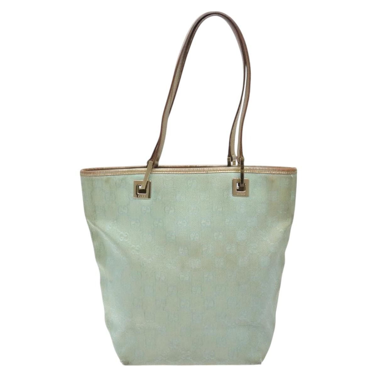 Gucci GUCCI GG Canvas Tote Bag Light Blue Gold 002 002 Size ONE SIZE - 2 Thumbnail
