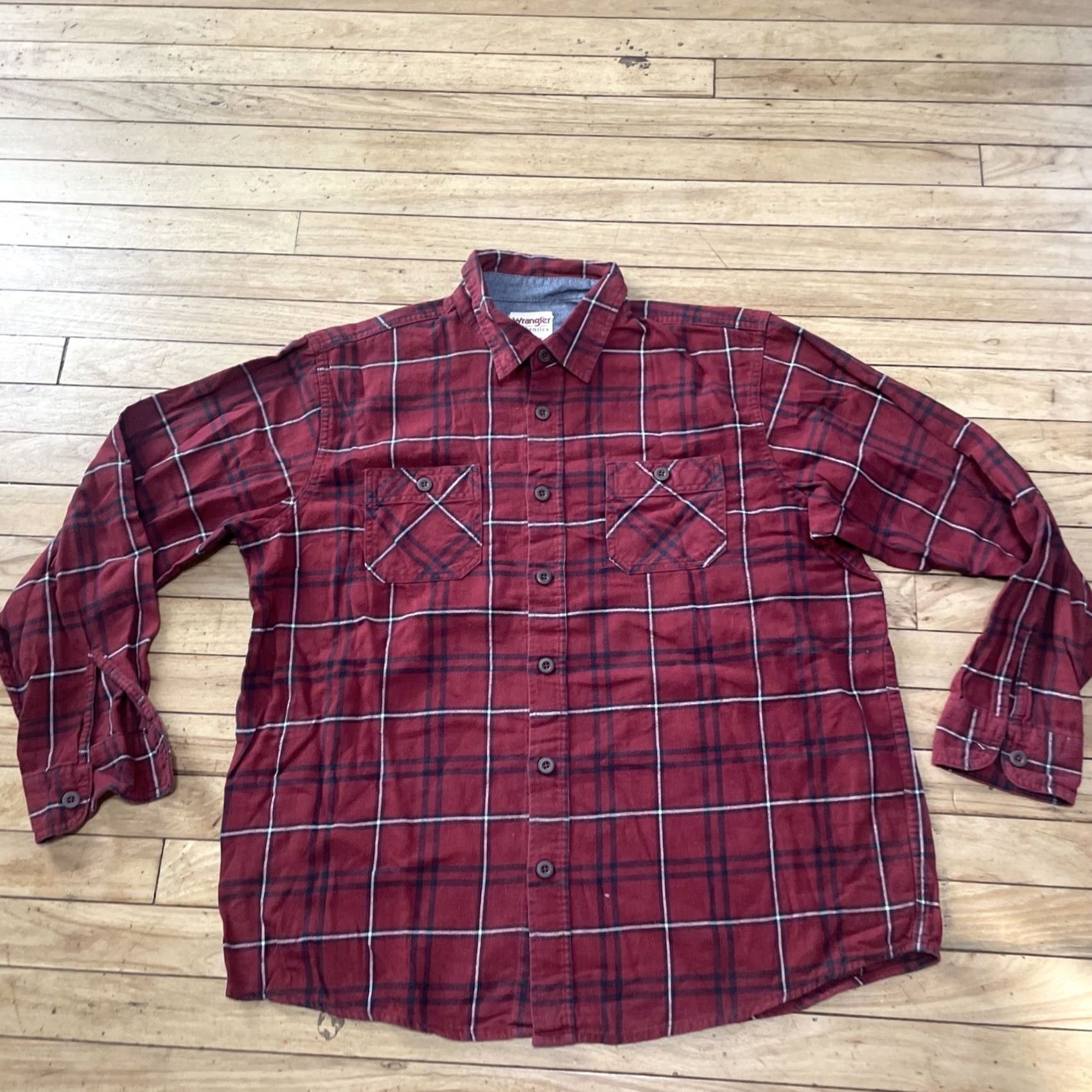 Wrangler VINTAGE Wrangler Authentic Button Shirt Men XL Western Red Plaid Flannel Classic XL 50" Size US XL / EU 56 / 4 - 3 Thumbnail