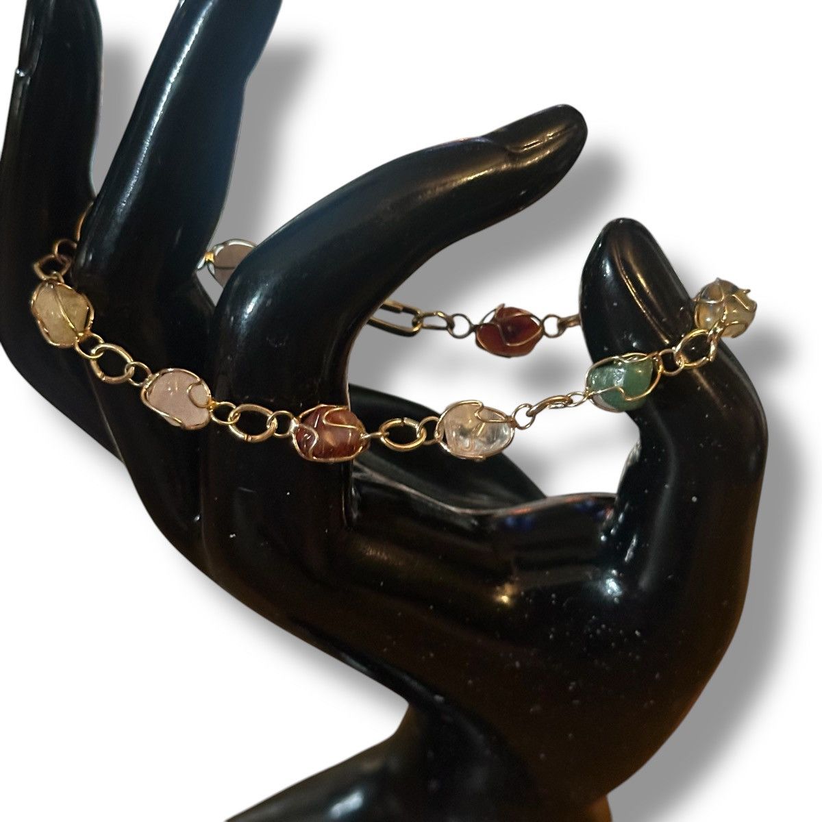 Vintage Vintage wire wrapped natural gemstone bracelet Size ONE SIZE - 2 Thumbnail