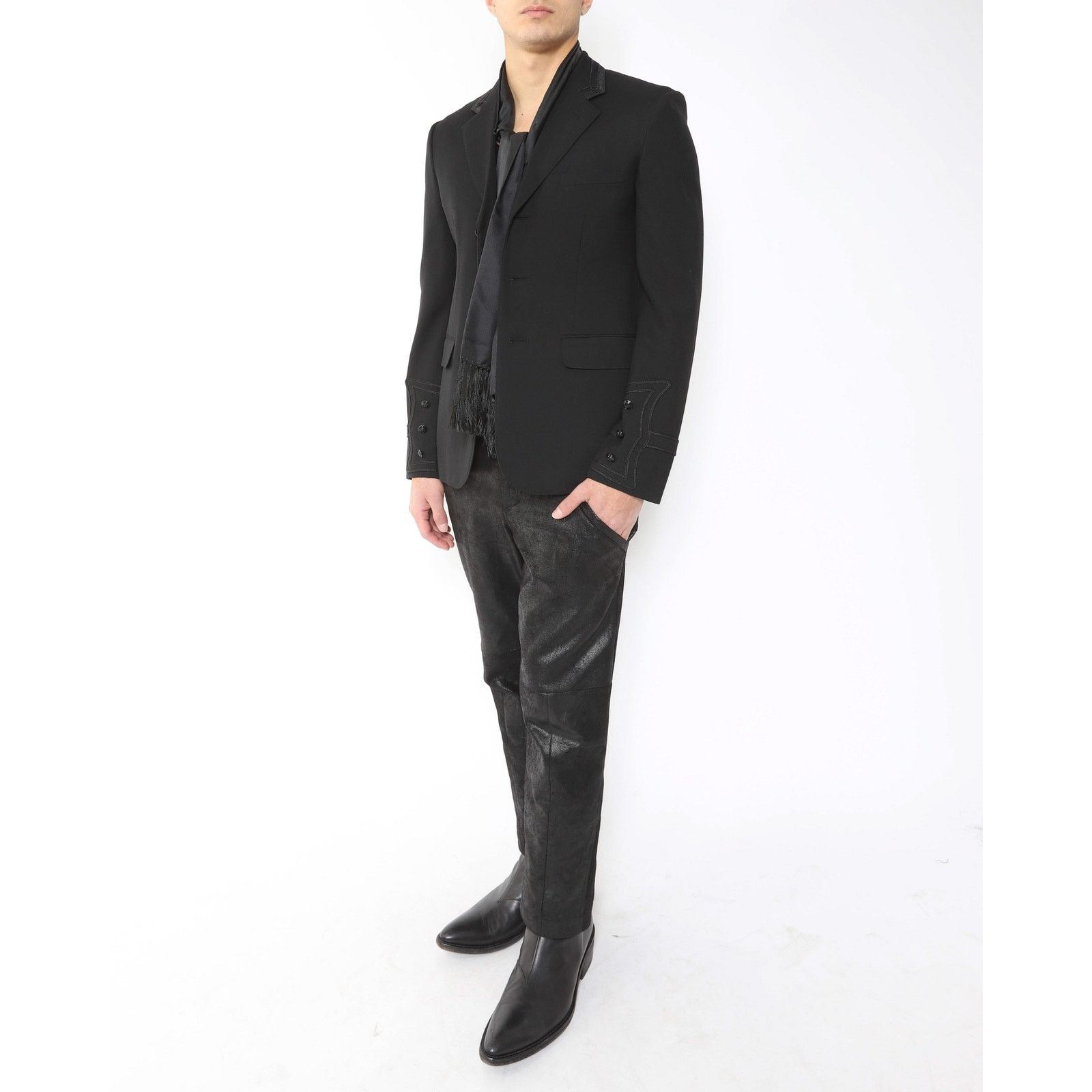 Saint Laurent Paris FW16 Baroque Blazer in Black Wool Size 48R - 12 Thumbnail