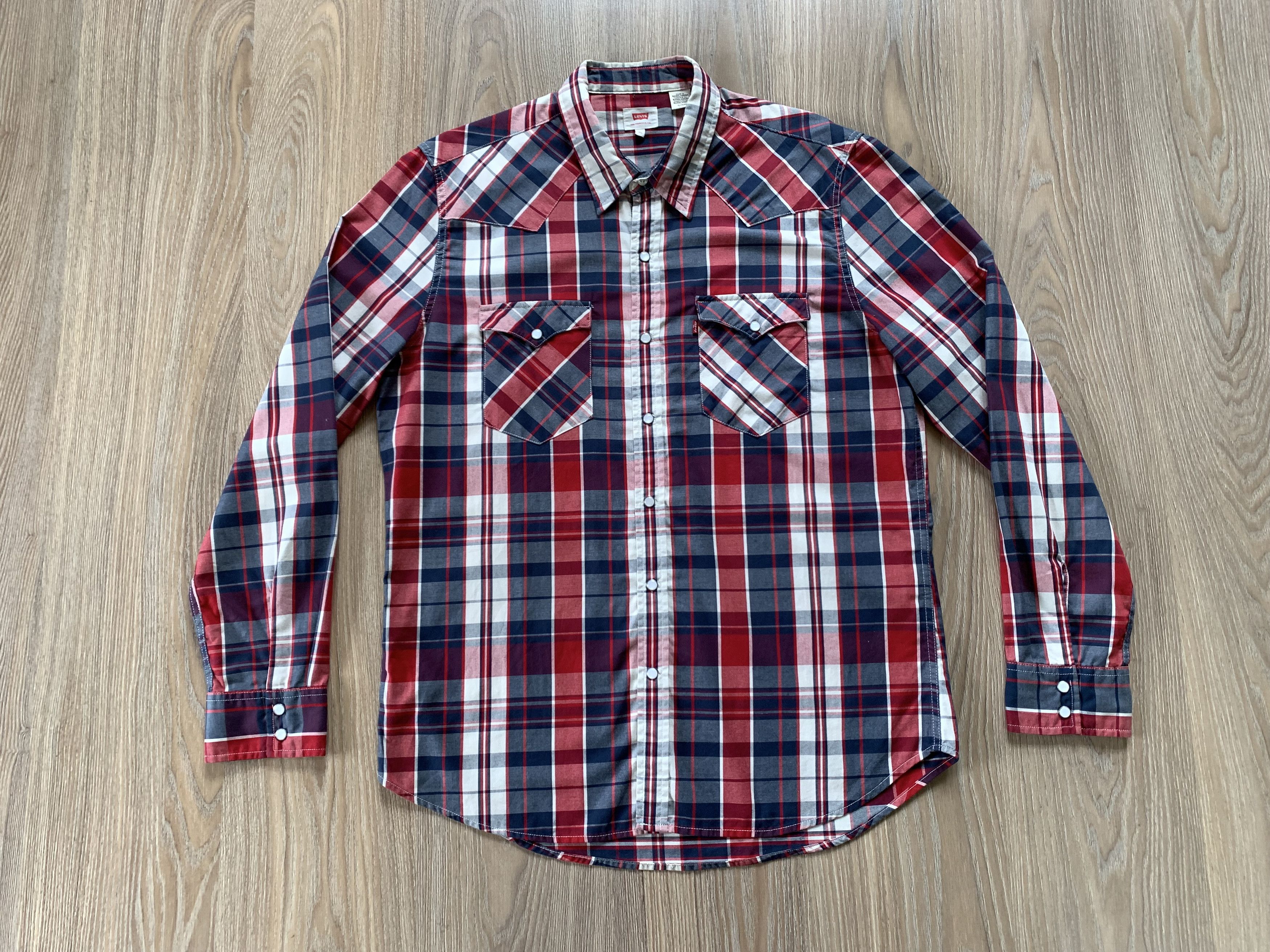 Flannel × Levi's Levis Long Sleeve Western Double Pocket Plaid Shirt Size US XL / EU 56 / 4 - 2 Thumbnail