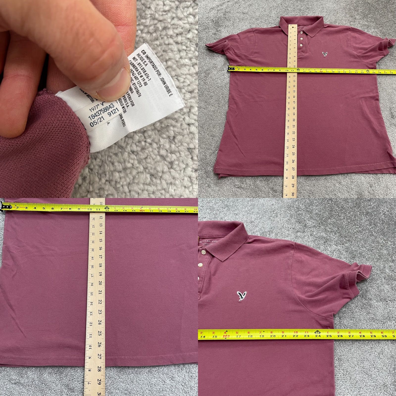 American Eagle Outfitters American Eagle Super Soft Polo Shirt XL Pink Short Sleeve Casual Mens Cotton Size US XL / EU 56 / 4 - 8 Thumbnail