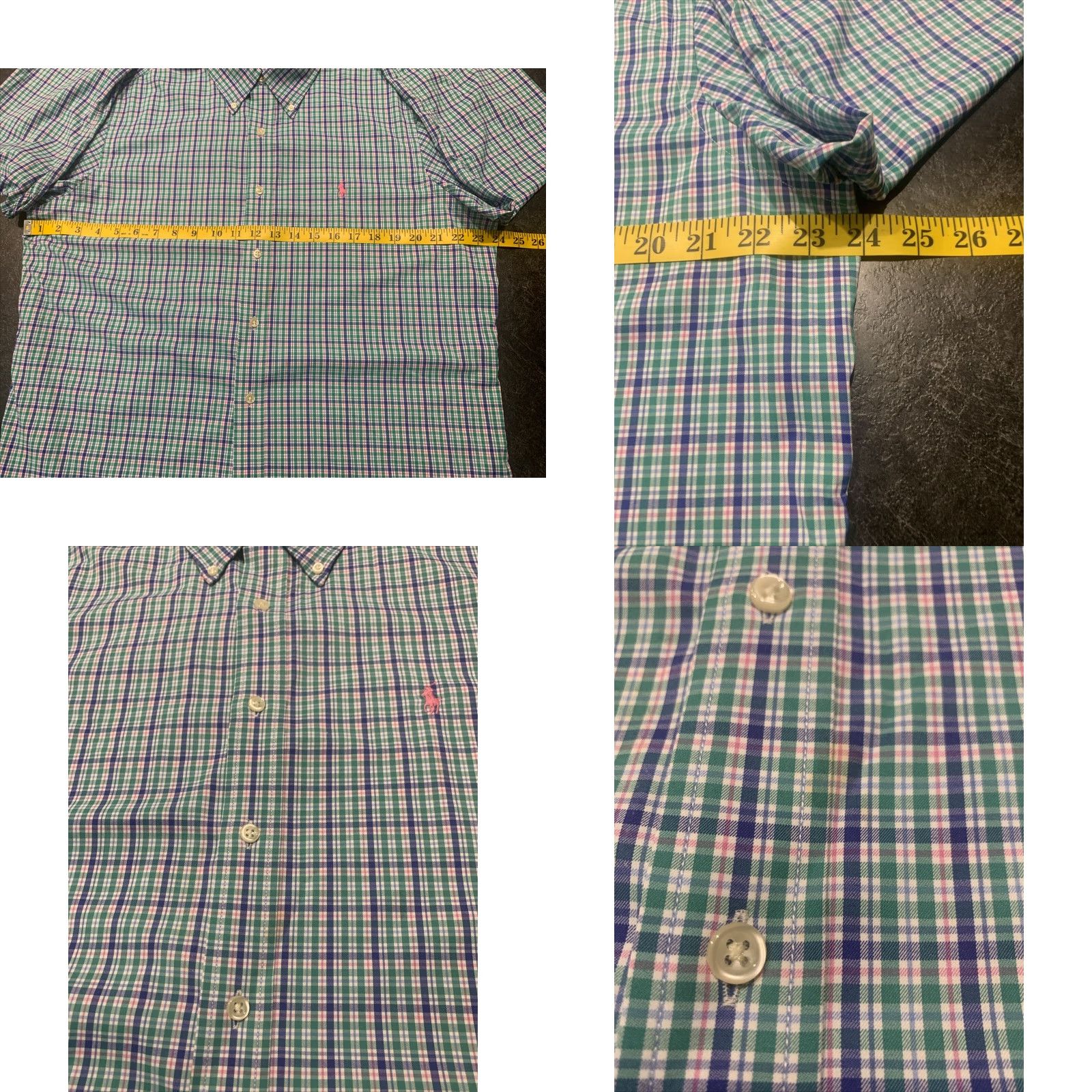 Ralph Lauren Ralph Lauren Shirt Mens Button-Up Long Sleeve Large Green Plaid Nylon Blend 100% Wearable Contemporary Classic Mens L Size US L / EU 52-54 / 3 - 8 Thumbnail
