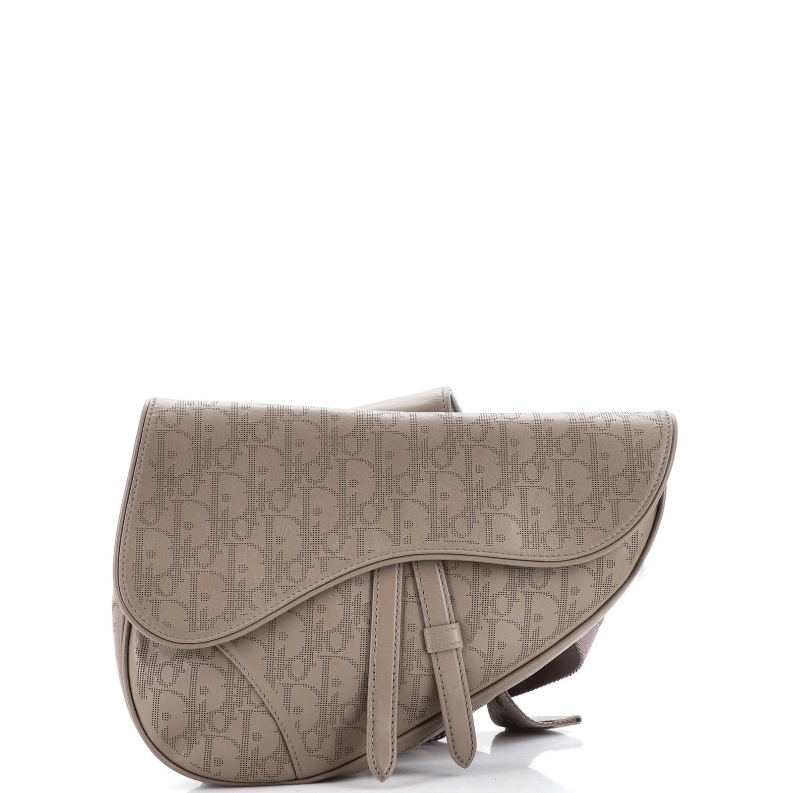image of Dior Saddle Crossbody Bag Oblique Galaxy Leather Mini in Neutral, Women's
