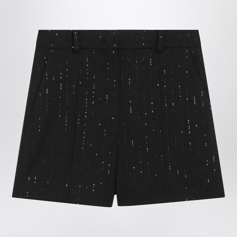 Max Mara Max Mara Pianoforte Black Shorts With Pinstripe-Effect Micro Sequins Size 27" / US 4 / IT 40 - 1 Thumbnail