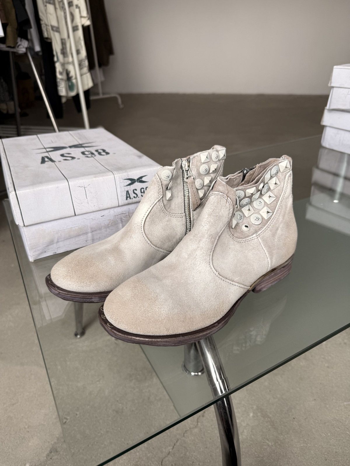 A.S.98 AS 98 Biker White Leather Boots Womens US 9.5/41 Size US 9.5 / IT 39.5 - 3 Thumbnail