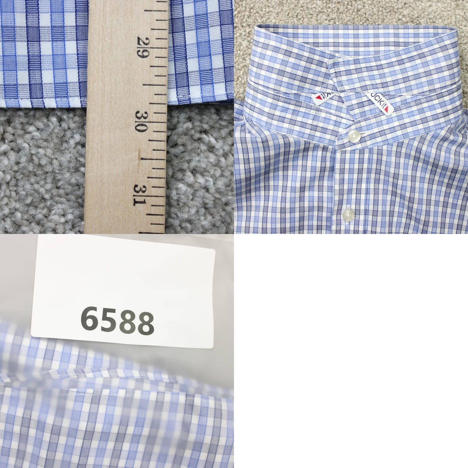 UNTUCKit UNTUCKit Shirt Mens XL Blue/Gray Check Button-Up L/S Wrinkle Free Cotton Regular Fit Clothing Un tucking Size US XL / EU 56 / 4 - 9 Thumbnail