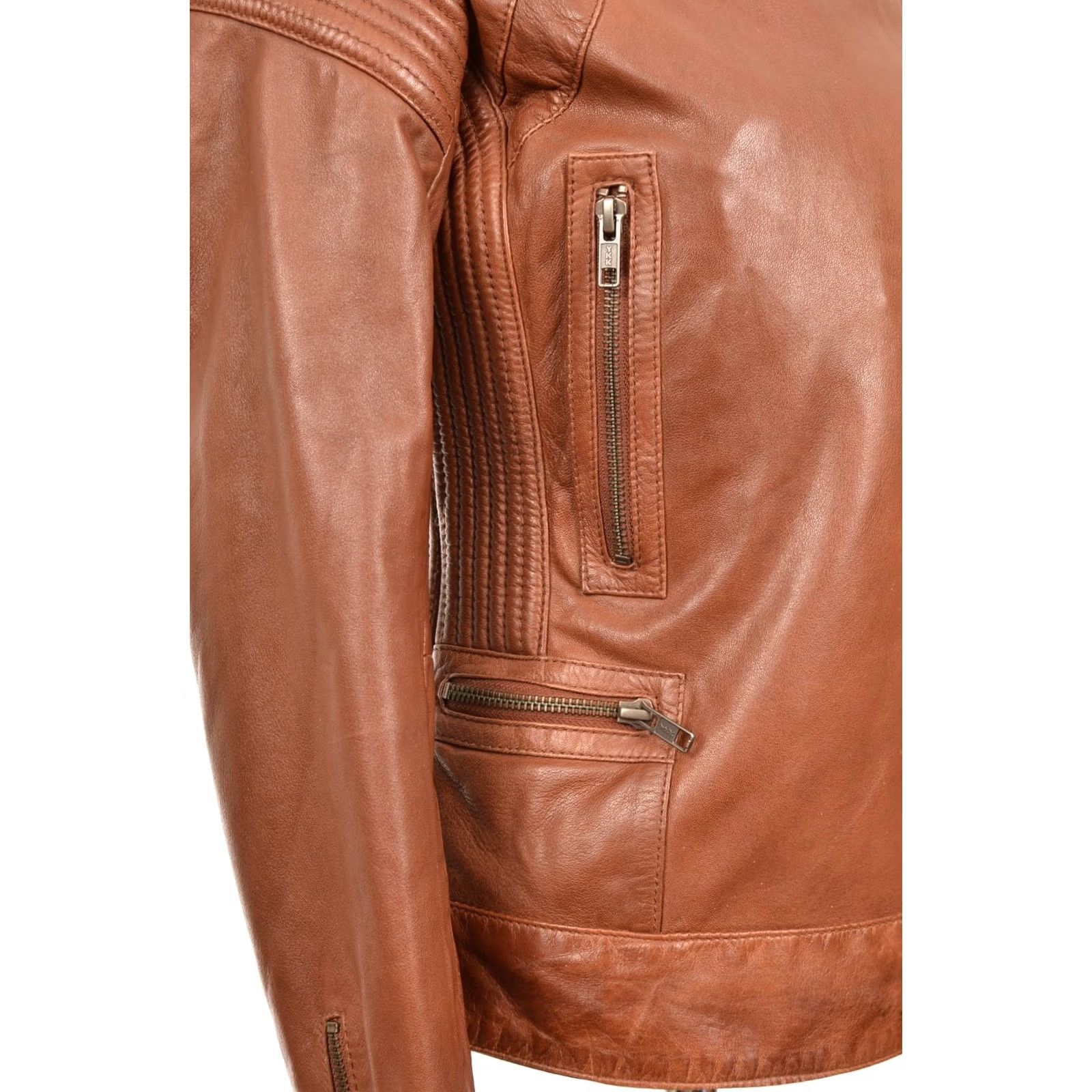 Vintage NAF NAF Womens Brown Leather Biker Jacket MENL89A Size 34 EU 34, Brown, Leather, Biker, Jacket, Womens Size XXS / US 00 / IT 34 - 4 Thumbnail