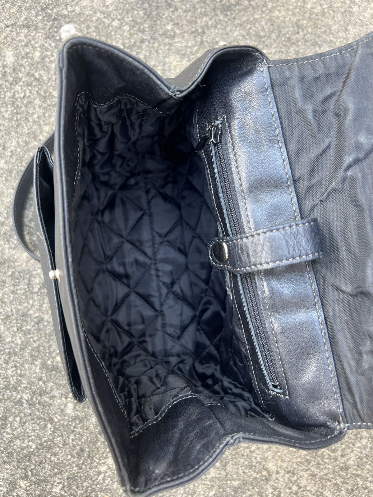 Leather Vintage 80s 90s Norma Kamali Patina Black Leather Backpack Size ONE SIZE - 19 Thumbnail