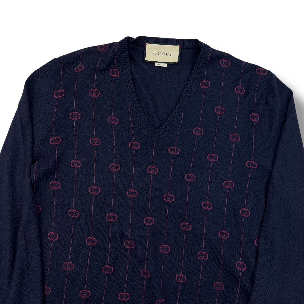 Gucci Navy V Neck Sweater