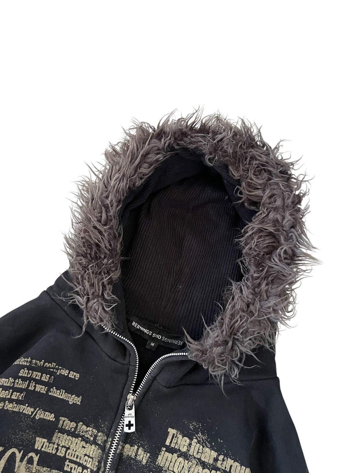 BERNINGS SHO 2000s Bernings Sho Anarcho Poem Fur Hoodie Size US S / EU 44-46 / 1 - 3 Thumbnail
