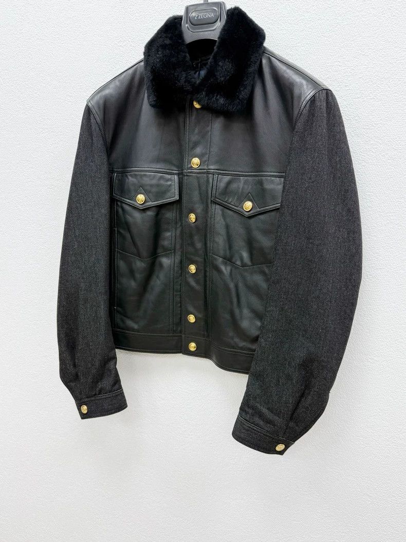 Versace Versace Denim sleeve patchwork leather jacket men's jacket Size US S / EU 44-46 / 1 - 2 Thumbnail