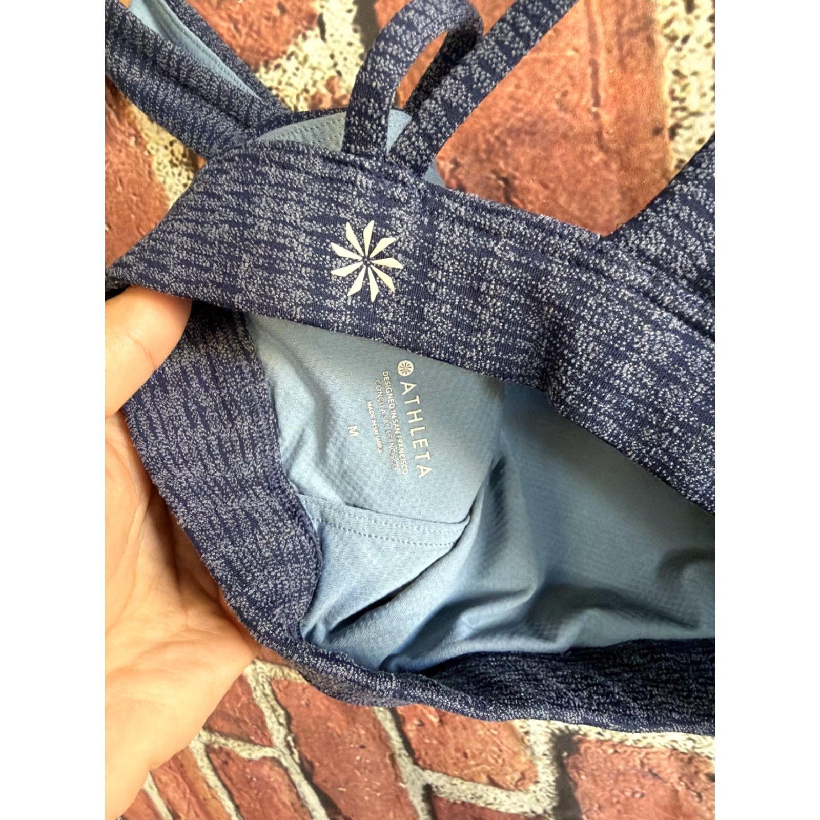 Athleta Athleta Sports Bra Womens M Blue Racerback Size ONE SIZE - 3 Thumbnail