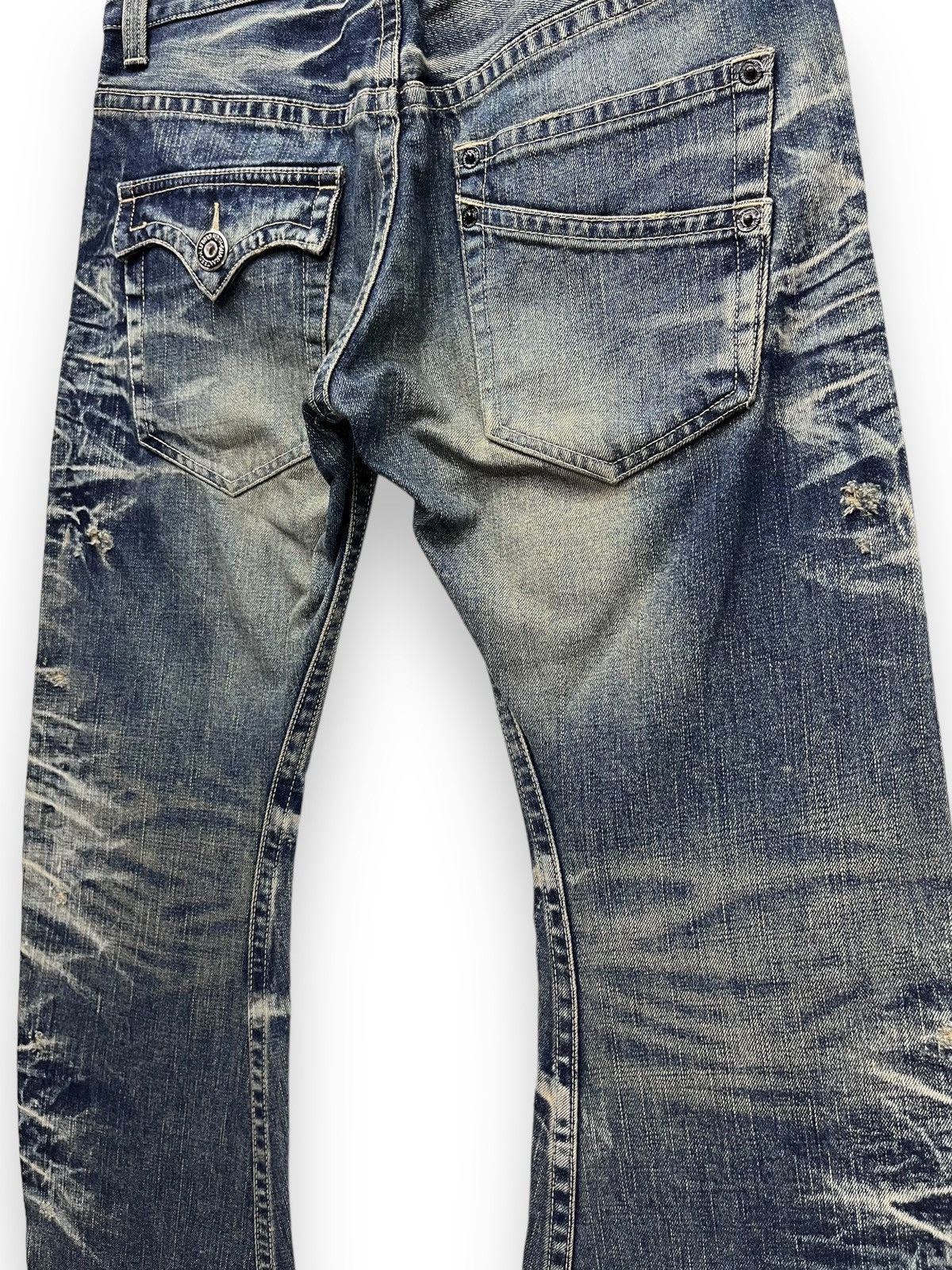 BIGI 🔥Vtg RATTLE TRAP Acid Mud Wash Distressed Punk Flare Denim Size US 31 - 10 Thumbnail