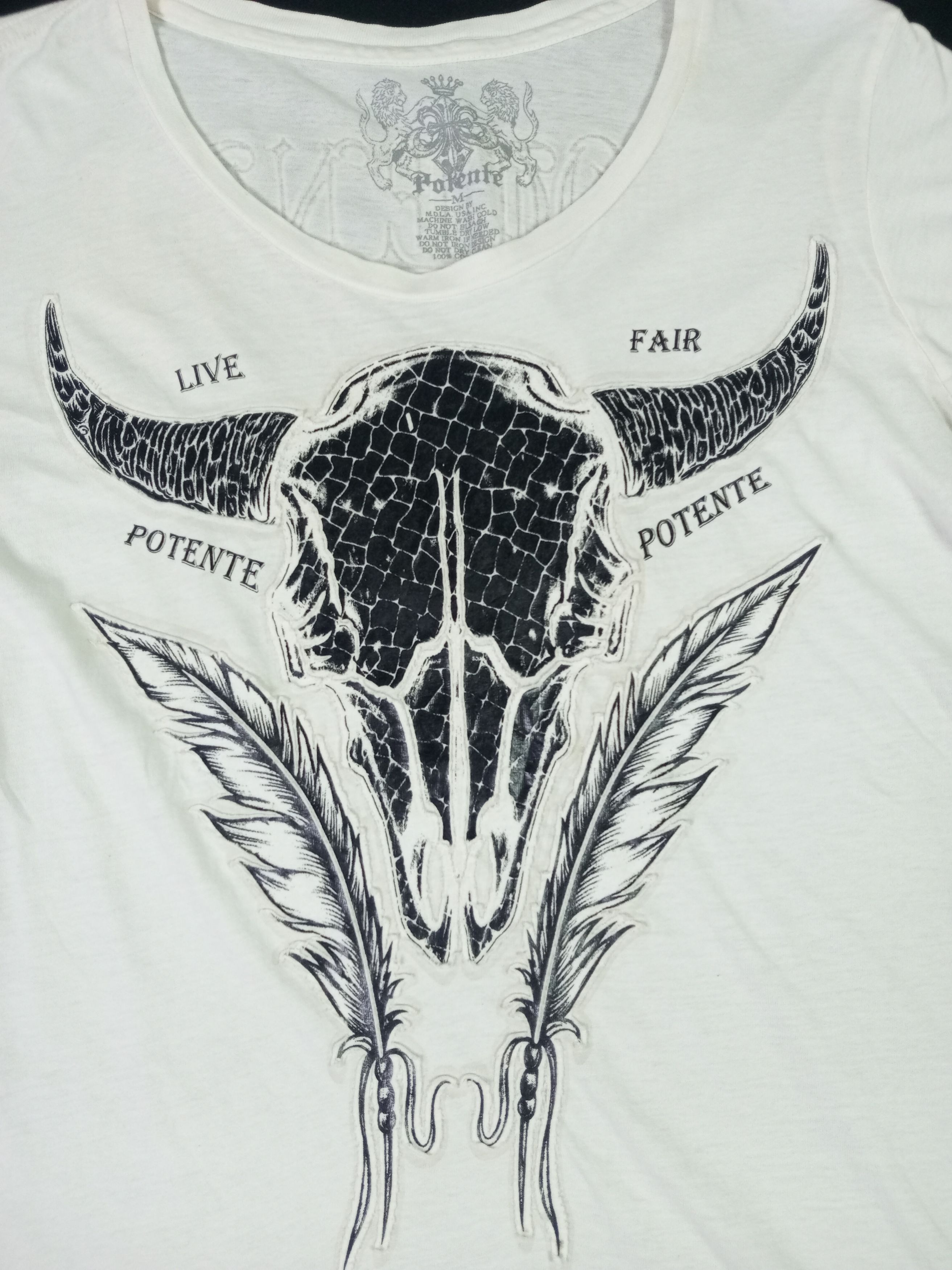 Japanese Brand Y2K Potente Poem Punk Live and Fair Embroidered Tshirt Size M / US 6-8 / IT 42-44 - 12 Thumbnail