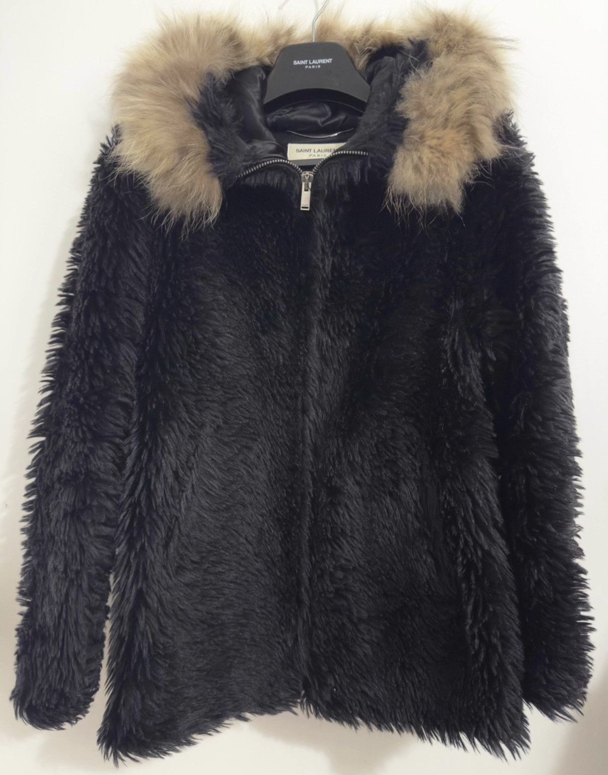Saint Laurent Paris SLP) 18FW Runway Raccoon Fur Collar Zip-Up Hooded Fur Coat Size US M / EU 48-50 / 2 - 1 Thumbnail
