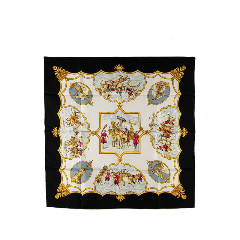 Hermes Hermes Hermes Silk Scarf LES CHEVAUX DES MOGHOLS Canvas Scarf in Great Condition Size ONE SIZE - 1 Thumbnail