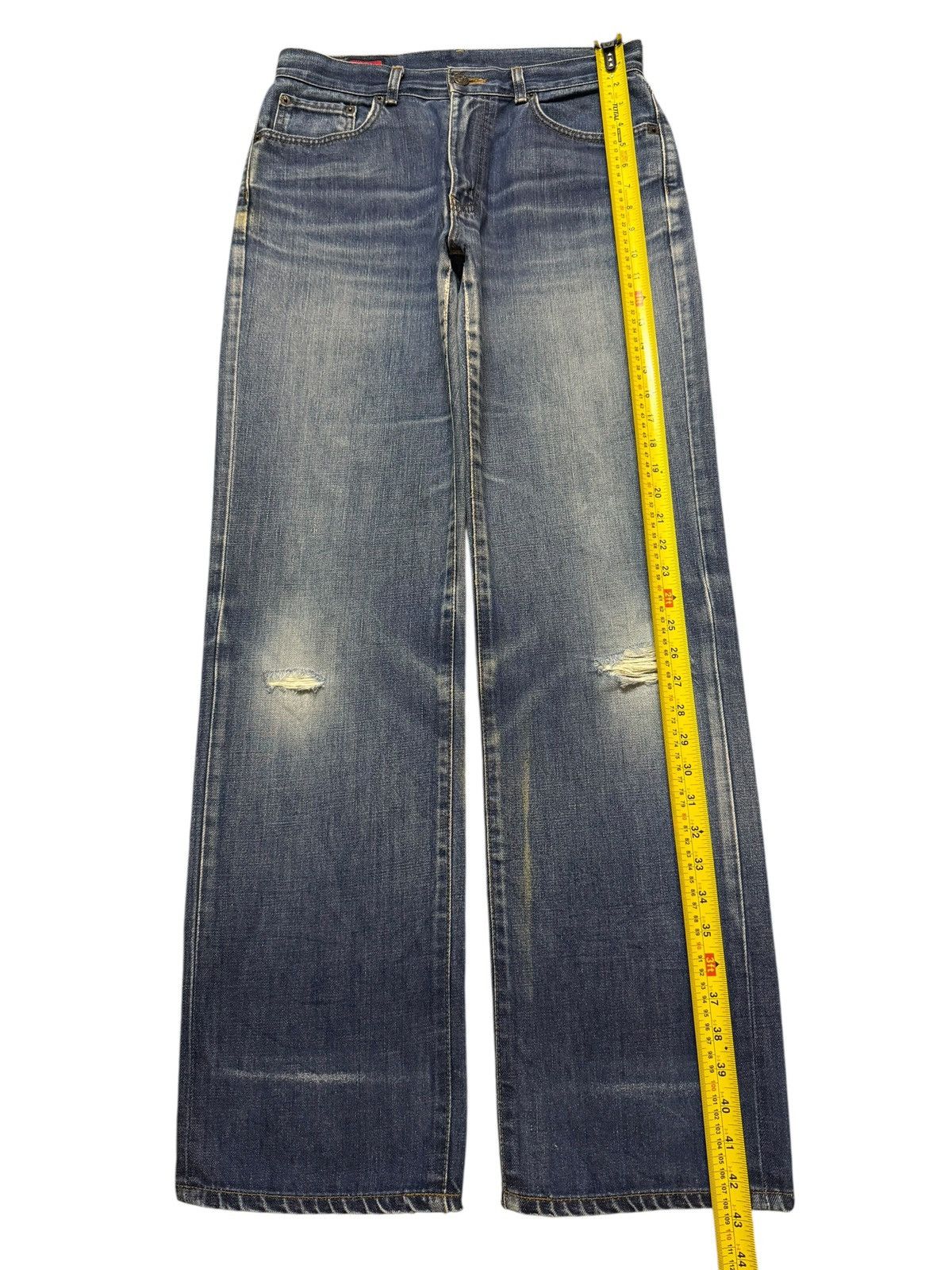 Edwin Vintage 90s Edwin 503z Blue Faded Wash Distressed Wide Leg Size US 30 / EU 46 - 10 Thumbnail