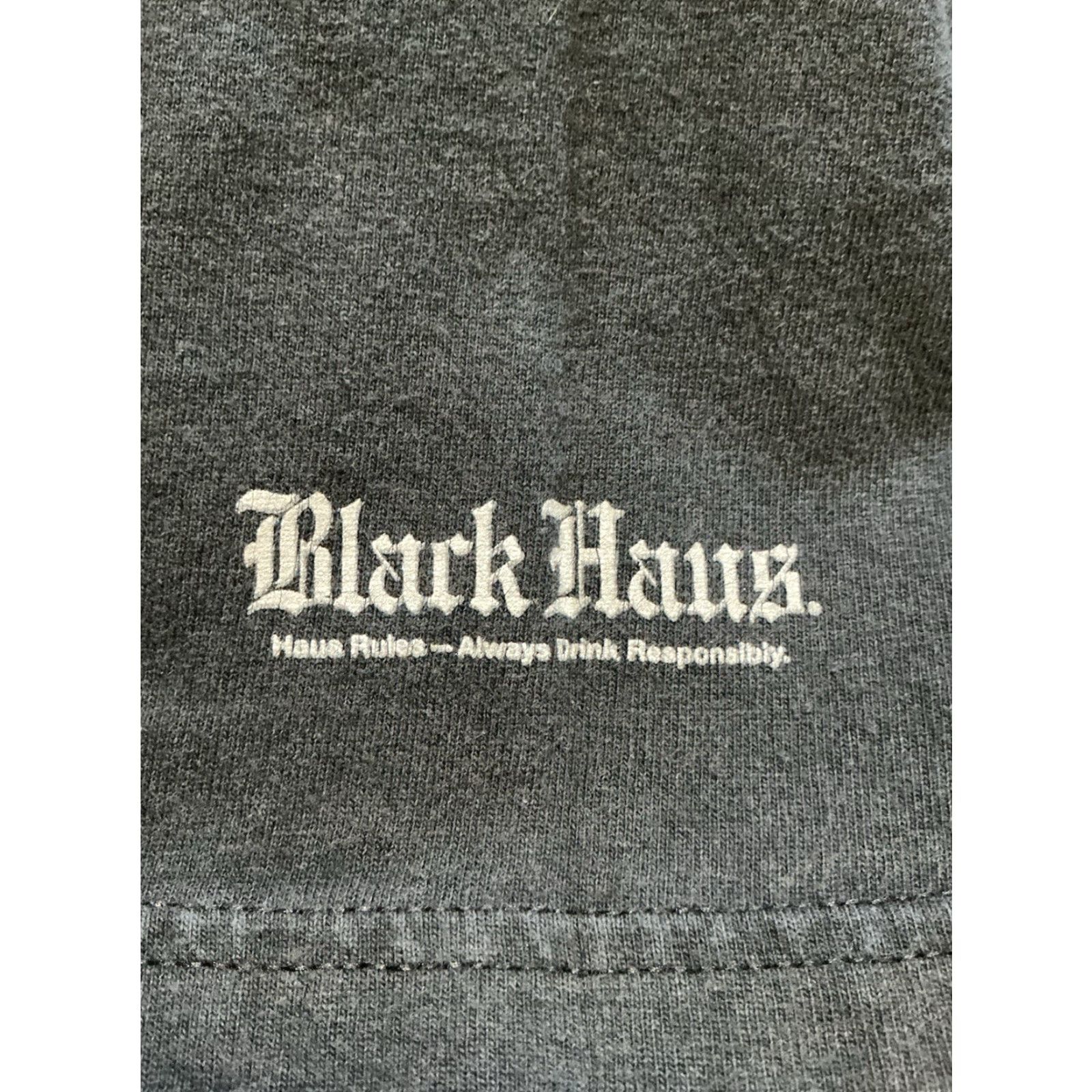 Hanes VINTAGE Hanes Black T-Shirt Haus Rules Always Drink Responsibly Liquor Alcohol Spiked Drink M Mens Black T-Shirt Size US M / EU 48-50 / 2 - 6 Thumbnail
