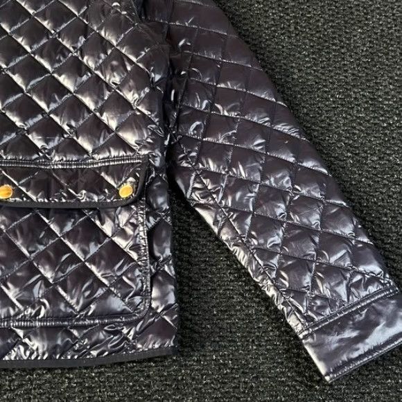 J.Crew J. Crew Quilted Puffer Down Jacket Navy Blue Snap Button Full Zip Women PL Blue Diamond Quilting Zipper Womens Size L / US 10 / IT 46 - 2 Thumbnail
