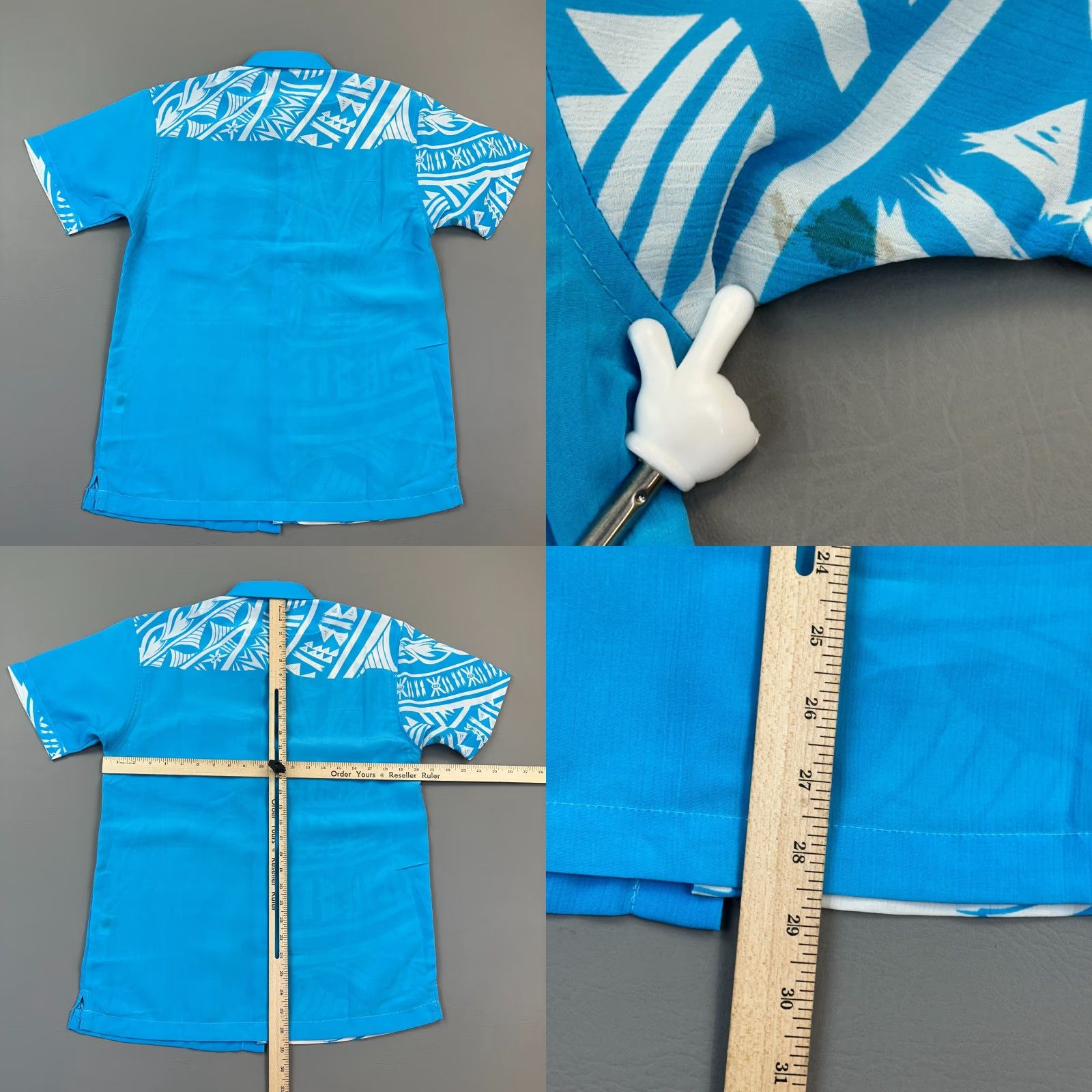 Vintage Tanoa Samoa Shirt Mens Small Blue Polynesian Aloha Button Up Tribal Design NWT Size US S / EU 44-46 / 1 - 8 Thumbnail