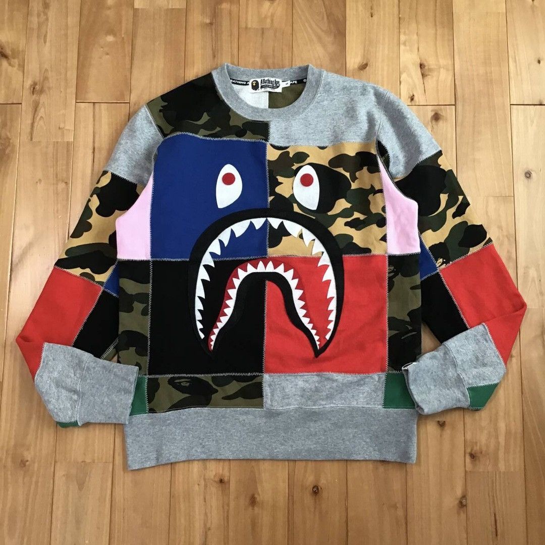 Bape BAPE Crazy Patchwork Shark Sweat shirt a bathing ape Size US S / EU 44-46 / 1 - 1 Thumbnail