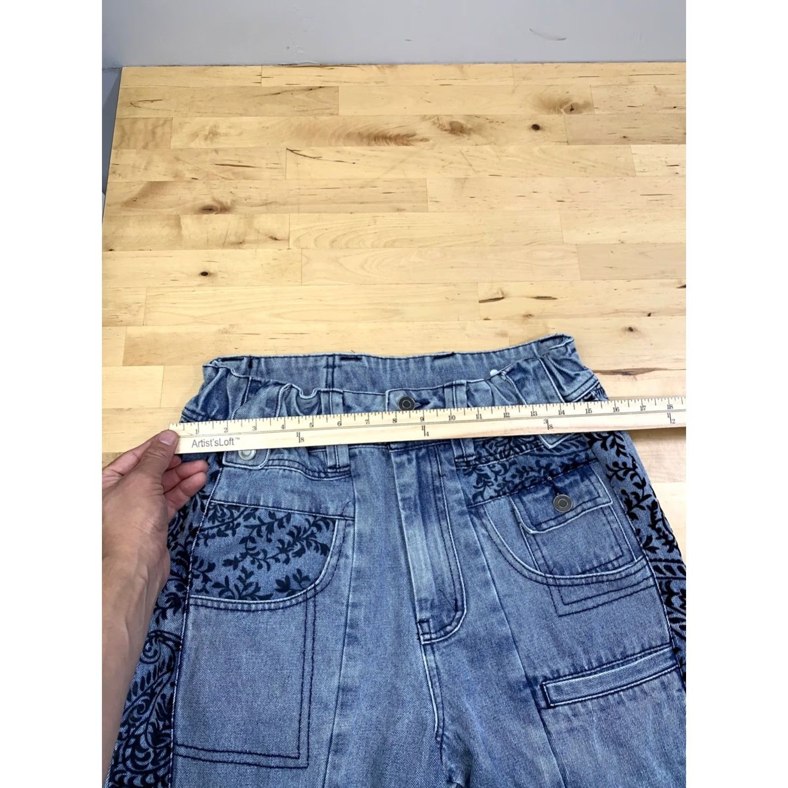 Vintage Oli & Hali OH Patchwork Jeans Women S Blue Boho Relaxed Jeans Patchwork Paisley 13369 S Blue Women Jeans Style Straight Bohemian Hippie 90s Size 28" / US 6 / IT 42 - 5 Thumbnail